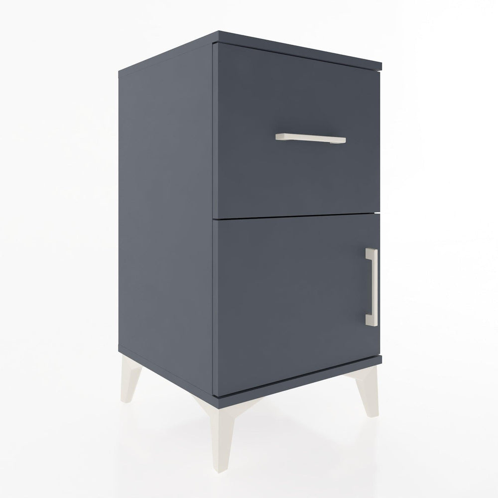 Woodntry Modular Nightstand Anthracite 44x44x68 cm with Cover and Drawer KC18-2