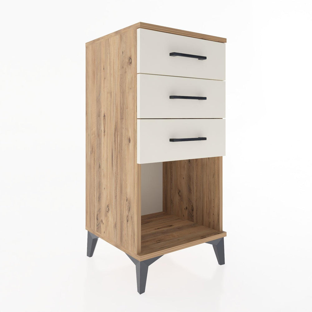 Woodntry Modular Nightstand Pine 44x44x84 cm with Drawers and Shelves CR18-3