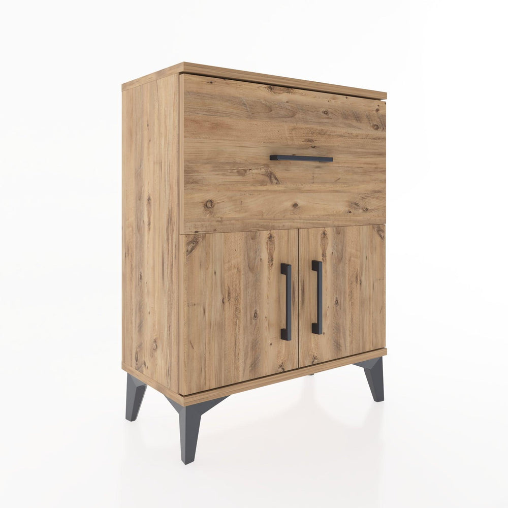 Woodntry Modüler Komodin Çam 60x30x68 cm Kapaklı ve Çekmeceli KC18-3