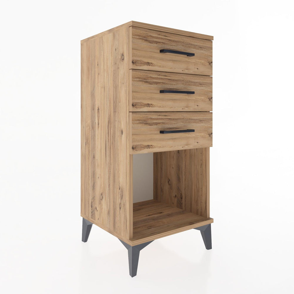 Woodntry Modular Nightstand Pine 44x44x84 cm with Drawers and Shelves CR18-3