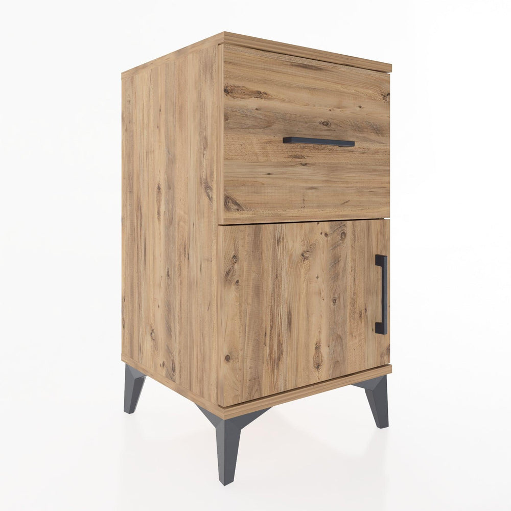 Woodntry Modüler Komodin Çam 44x44x68 cm Kapaklı ve Çekmeceli KC18-3