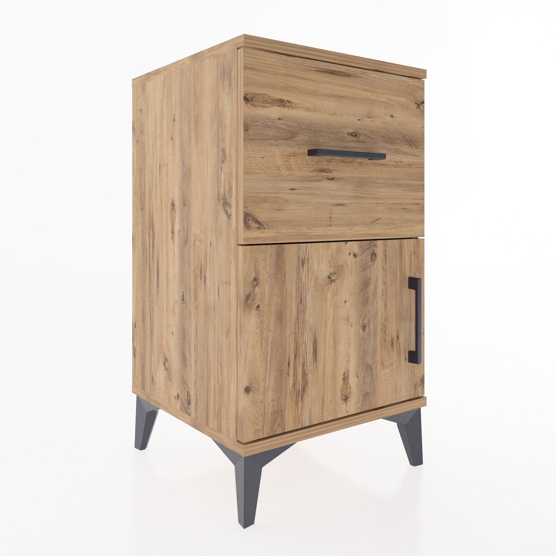 Woodntry Modular Nightstand Pine 44x44x68 cm with Cover and Drawer KC18-3
