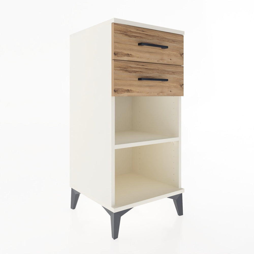 Woodntry Modular Nightstand Moonstone 44x44x84 cm with Drawer and Shelf CR19-1