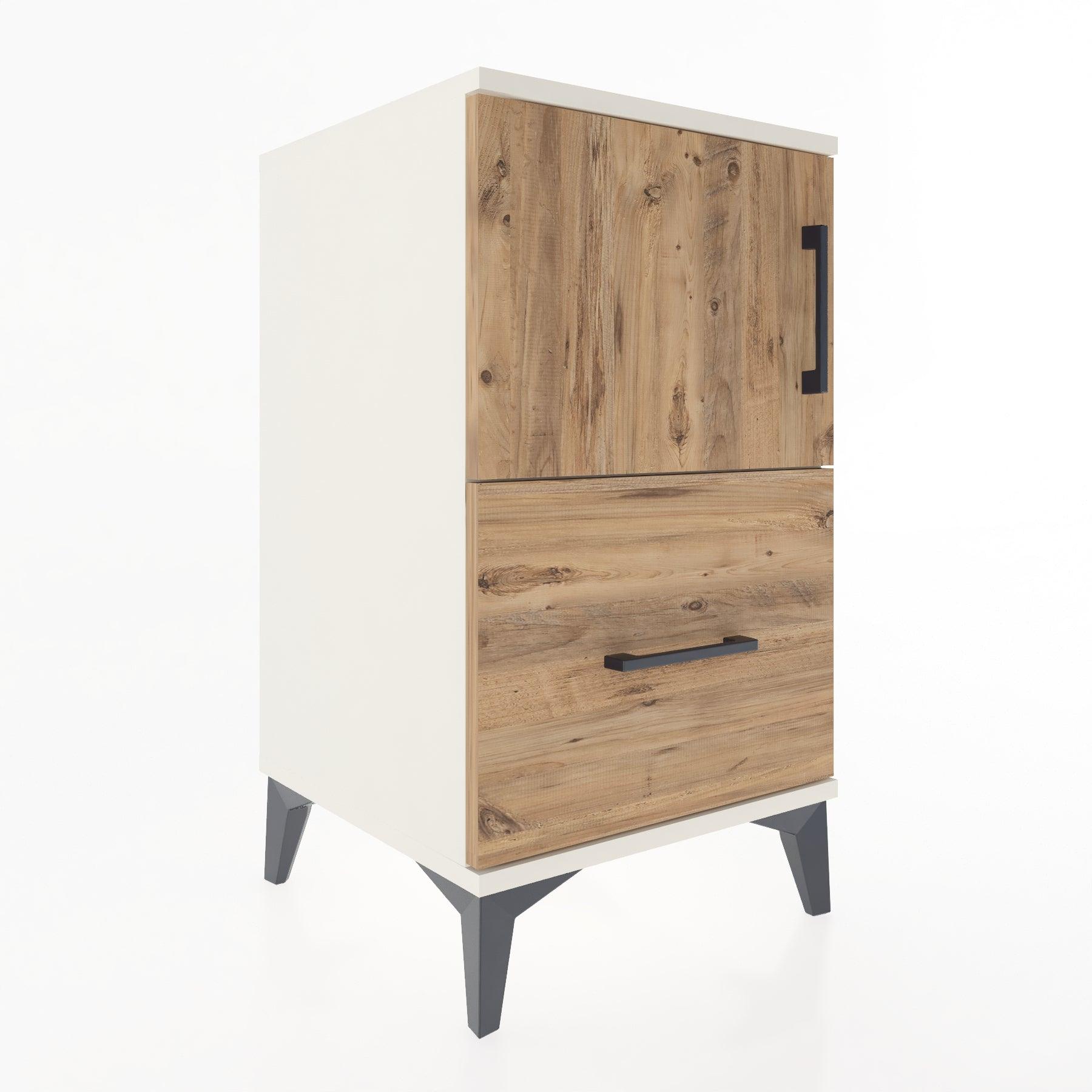 Woodntry Modular Nightstand Moonstone 44x44x68 cm with Cover and Drawer KC19-1