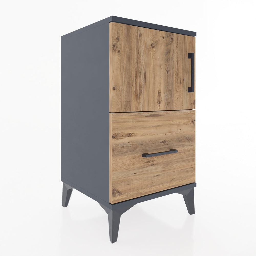 Woodntry Modular Nightstand Anthracite 44x44x68 cm with Cover and Drawer KC19-2