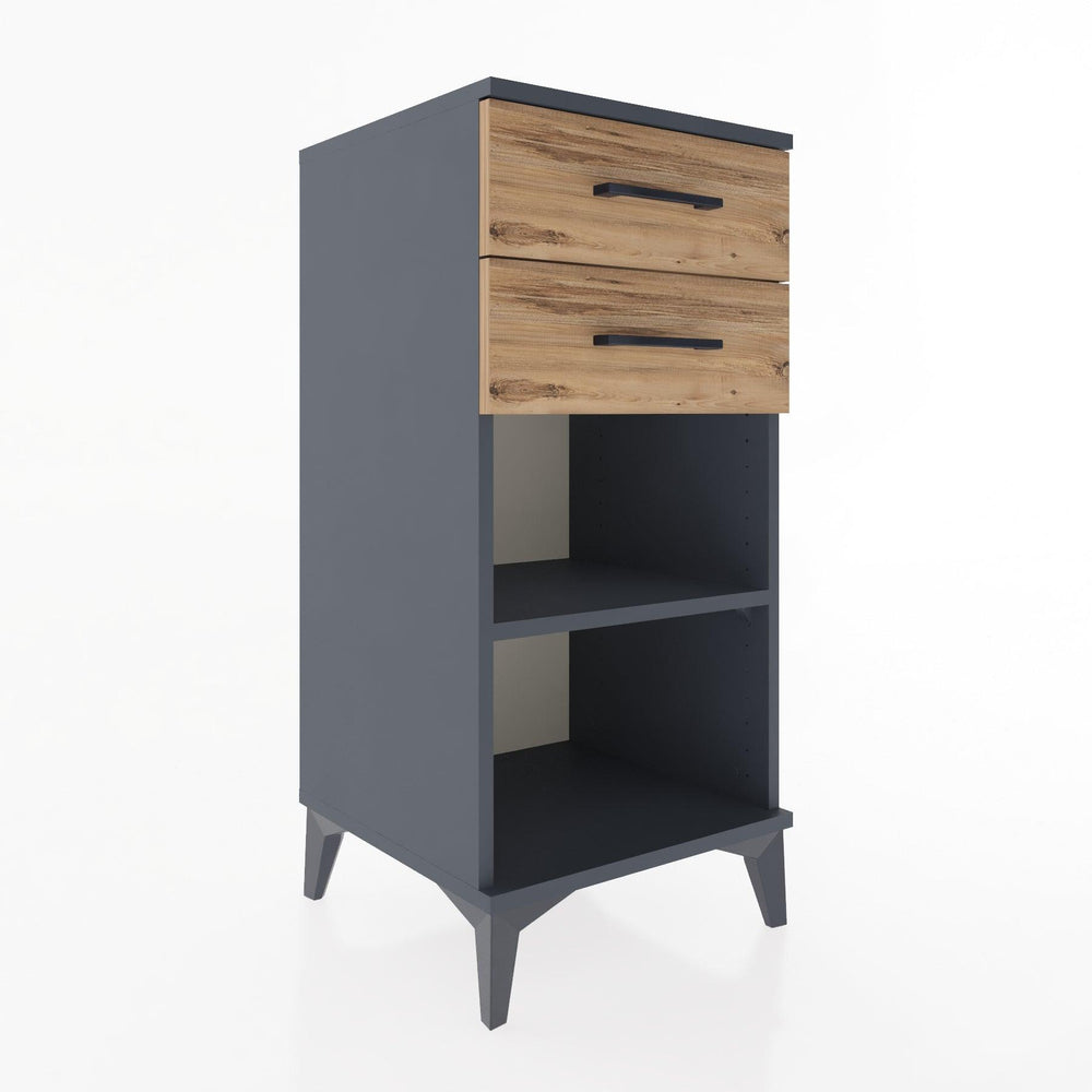 Woodntry Modular Nightstand Anthracite 44x44x84 cm with Drawers and Shelves CR19-2