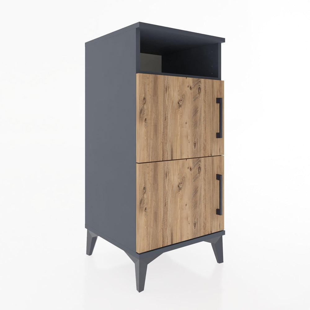 Woodntry Modüler Komodin Antrasit 44x44x84 cm Kapaklı ve Raflı KR41-2