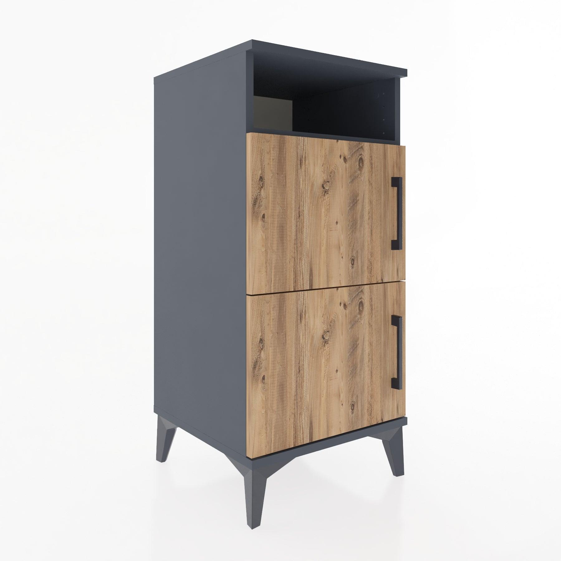 Woodntry Modular Nightstand Anthracite 44x44x84 cm with Cover and Shelf KR41-2