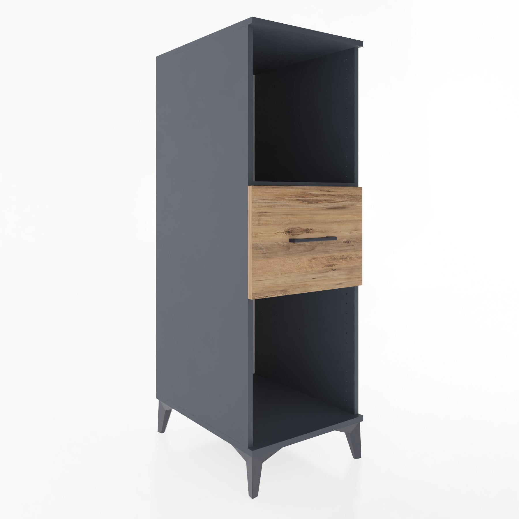 Woodntry Modüler Dolap Antrasit 44x59x122 cm Çekmeceli ve Raflı CR69-2