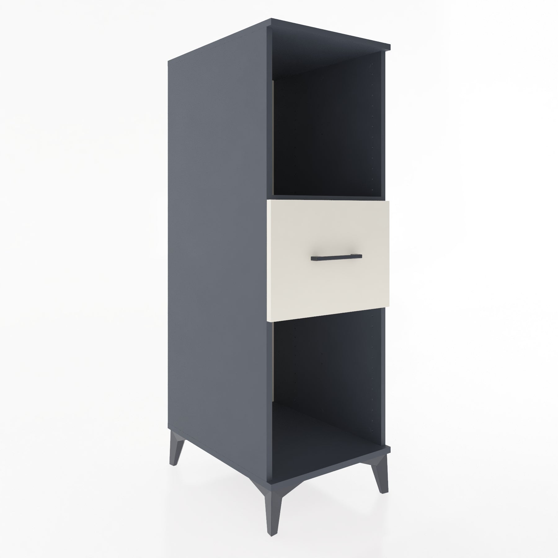 Woodntry Modüler Dolap Antrasit 44x59x122 cm Çekmeceli ve Raflı CR69-2
