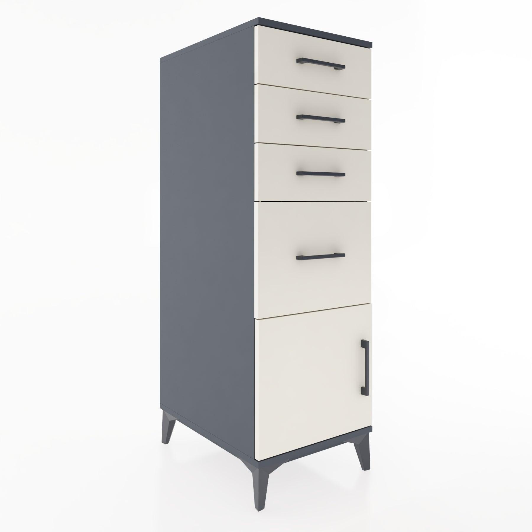 Woodntry Modular Cabinet Anthracite 44x30x122 cm with Doors and Drawers KC19-2