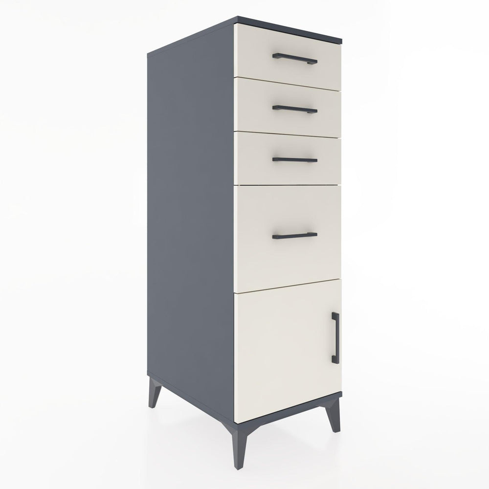 Woodntry Modüler Dolap Antrasit 44x59x122 cm Kapaklı ve Çekmeceli KC19-2