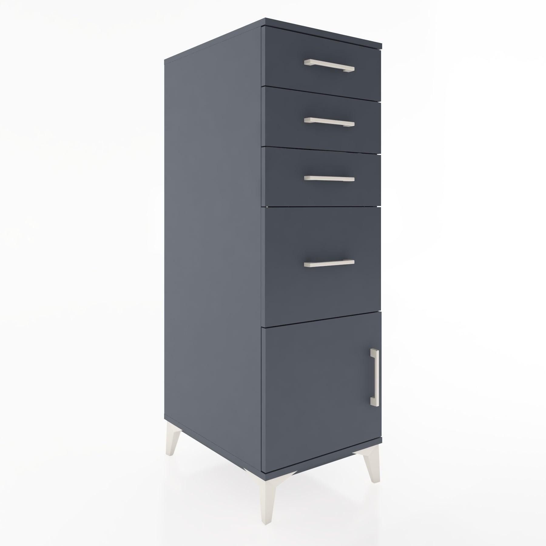 Woodntry Modular Cabinet Anthracite 44x30x122 cm with Doors and Drawers KC19-2