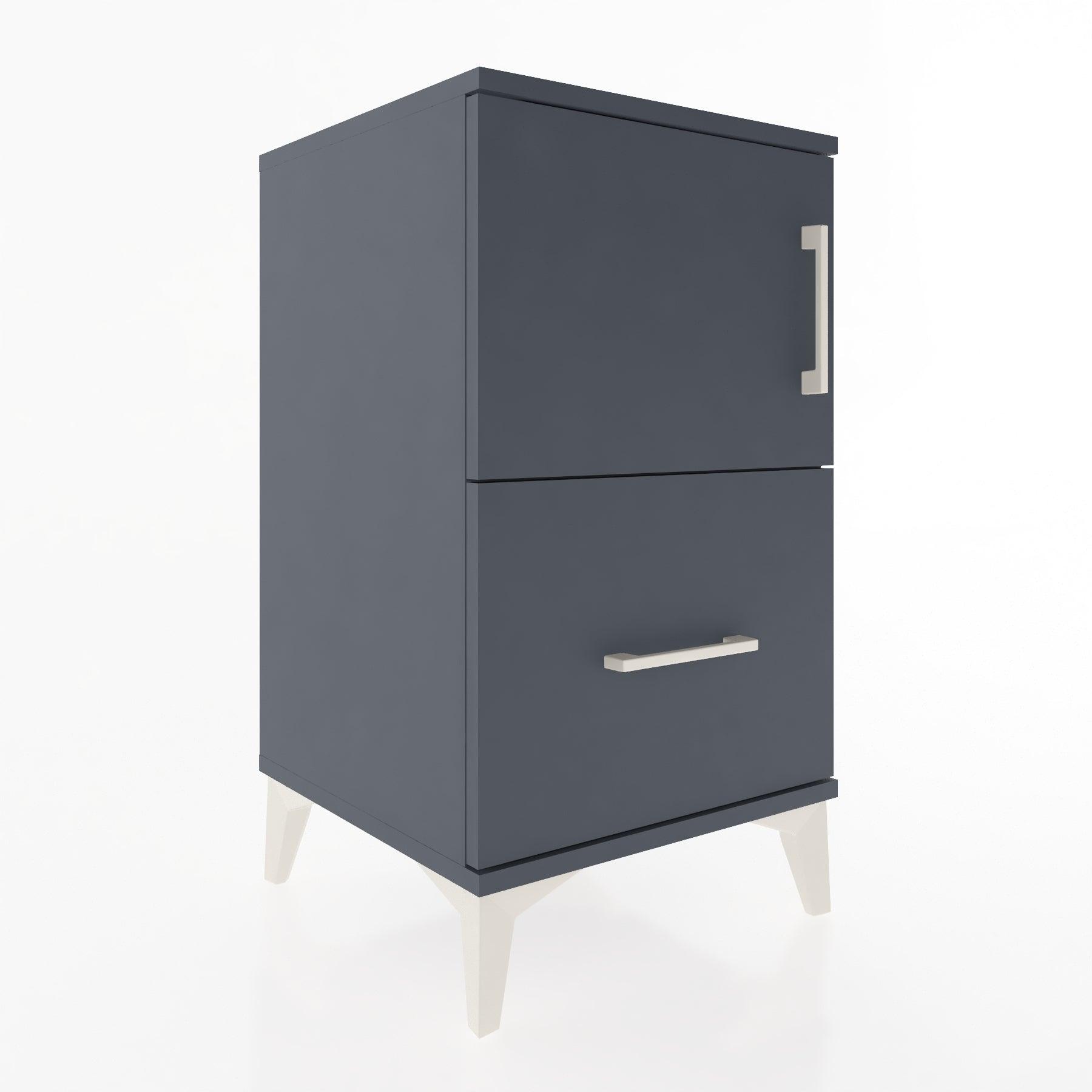 Woodntry Modular Nightstand Anthracite 44x44x68 cm with Cover and Drawer KC19-2