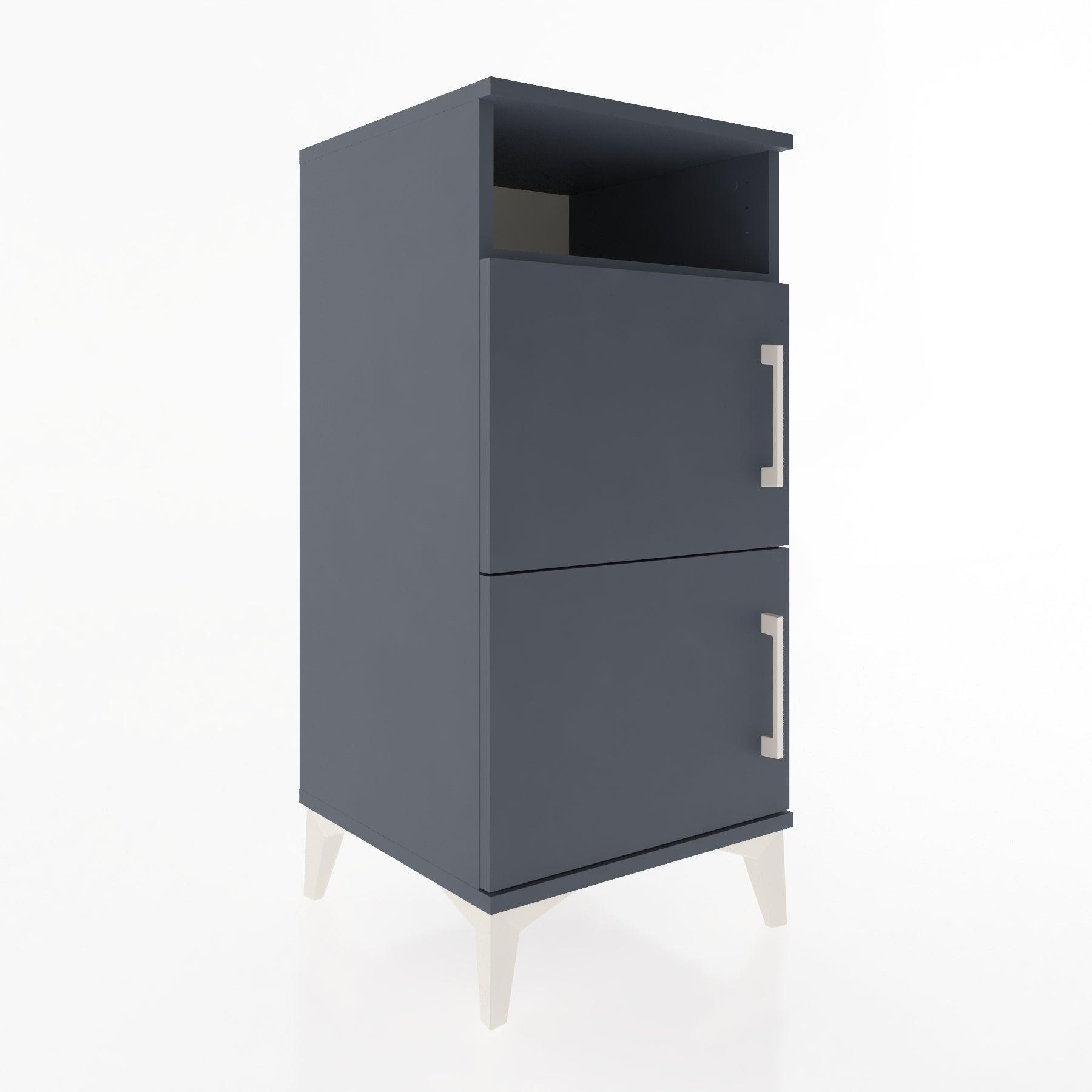 Woodntry Modular Nightstand Anthracite 44x44x84 cm with Cover and Shelf KR41-2