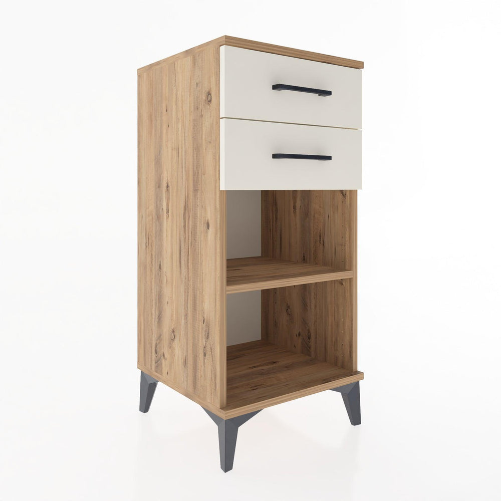 Woodntry Modular Nightstand Pine 44x44x84 cm with Drawers and Shelves CR19-3