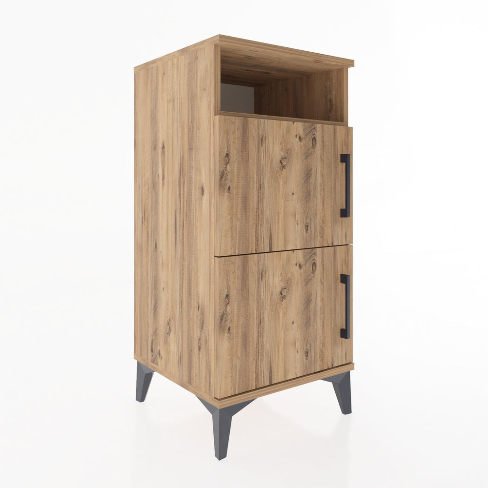 Woodntry Modüler Komodin Çam 44x44x84 cm Kapaklı ve Raflı KR41-3