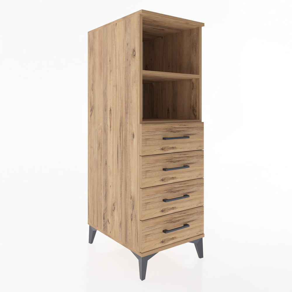 Woodntry Modüler Dolap Çam 44x30x122 cm Çekmeceli ve Raflı CR119-3