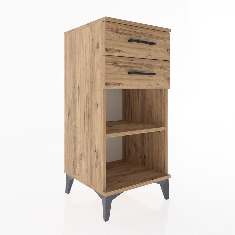 Woodntry Modular Nightstand Pine 44x44x84 cm with Drawers and Shelves CR19-3