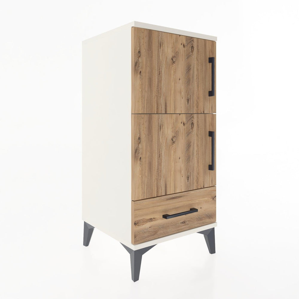 Woodntry Modular Nightstand Moonstone 44x44x84 cm with Cover and Drawer KC42-1
