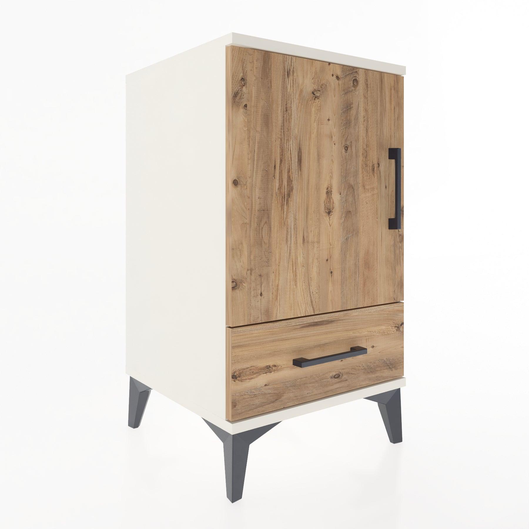 Woodntry Modular Nightstand Moonstone 44x44x68 cm with Cover and Drawer KC20-1
