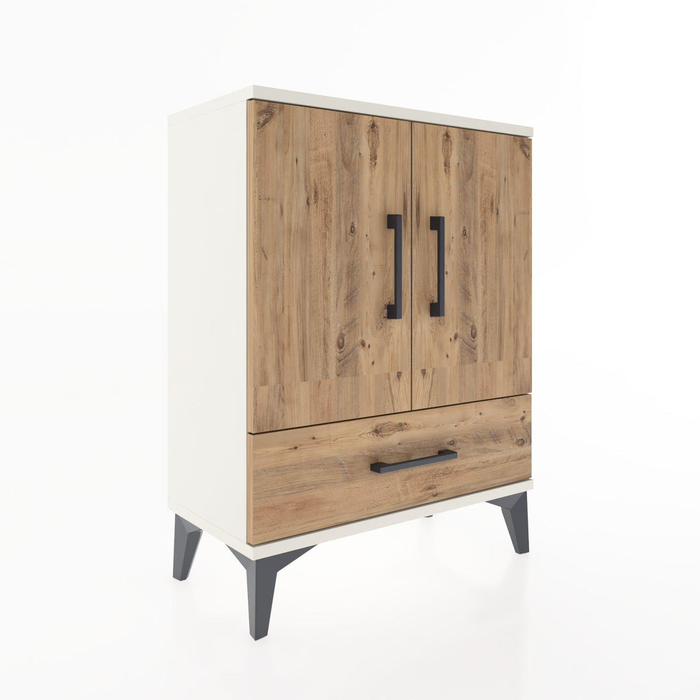 Woodntry Modüler Komodin Aytaşı 60x30x68 cm Kapaklı ve Çekmeceli KC20-1