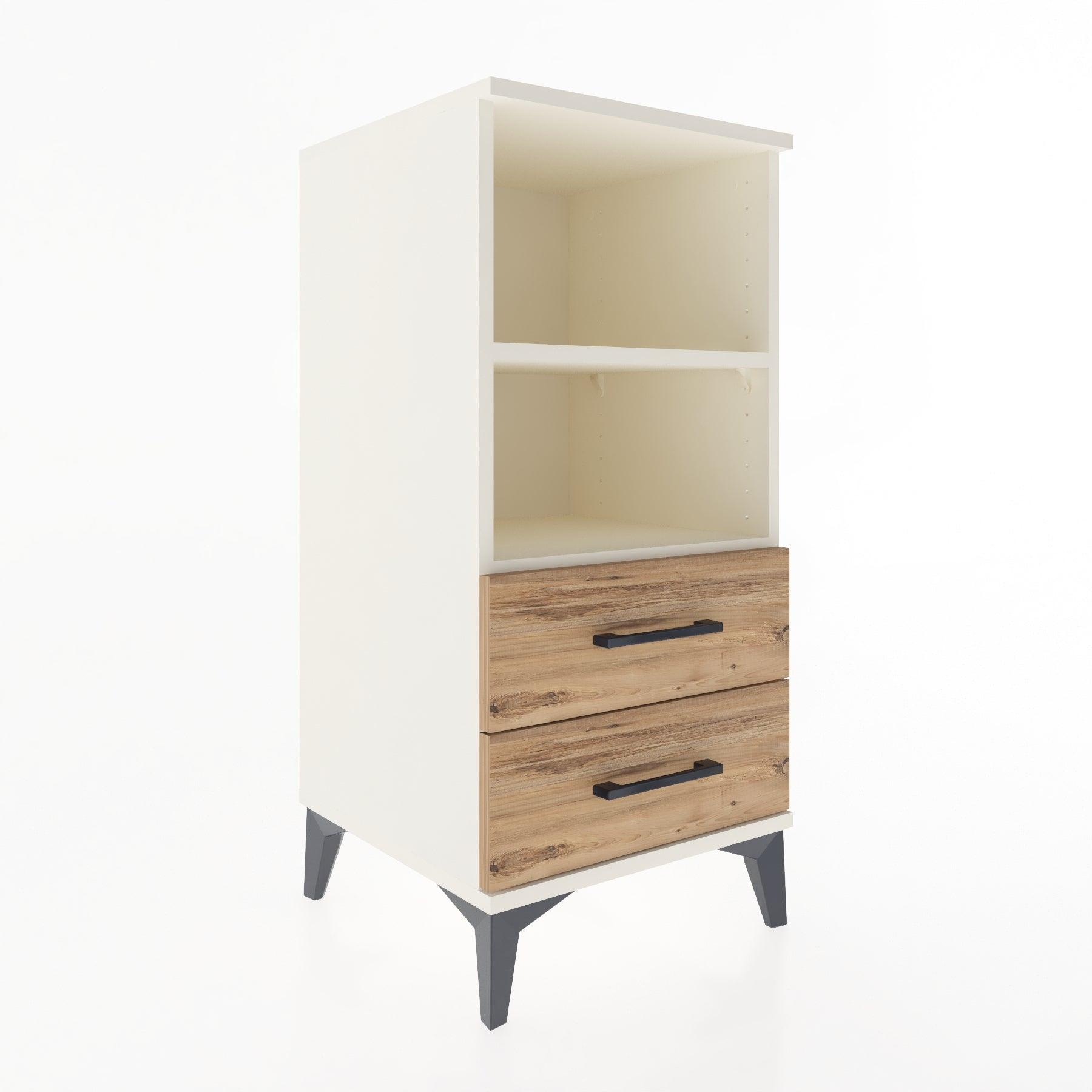 Woodntry Modular Nightstand Moonstone 44x44x84 cm with Drawer and Shelf CR20-1