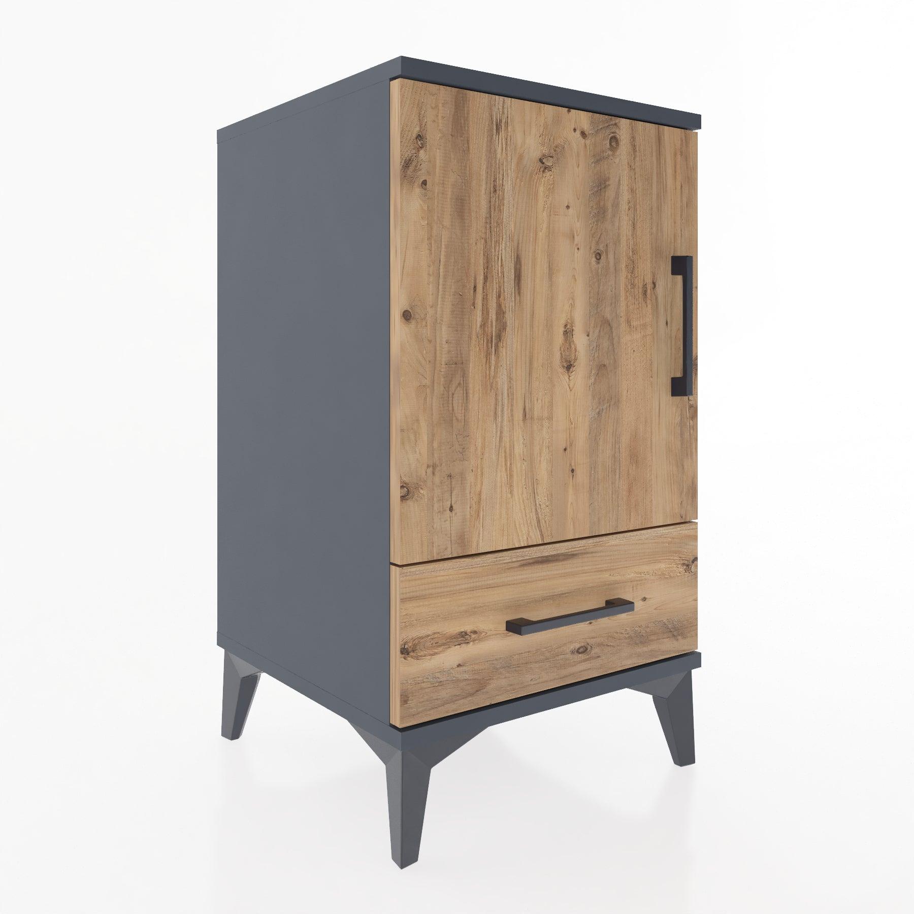 Woodntry Modular Nightstand Anthracite 44x44x68 cm with Cover and Drawer KC20-2