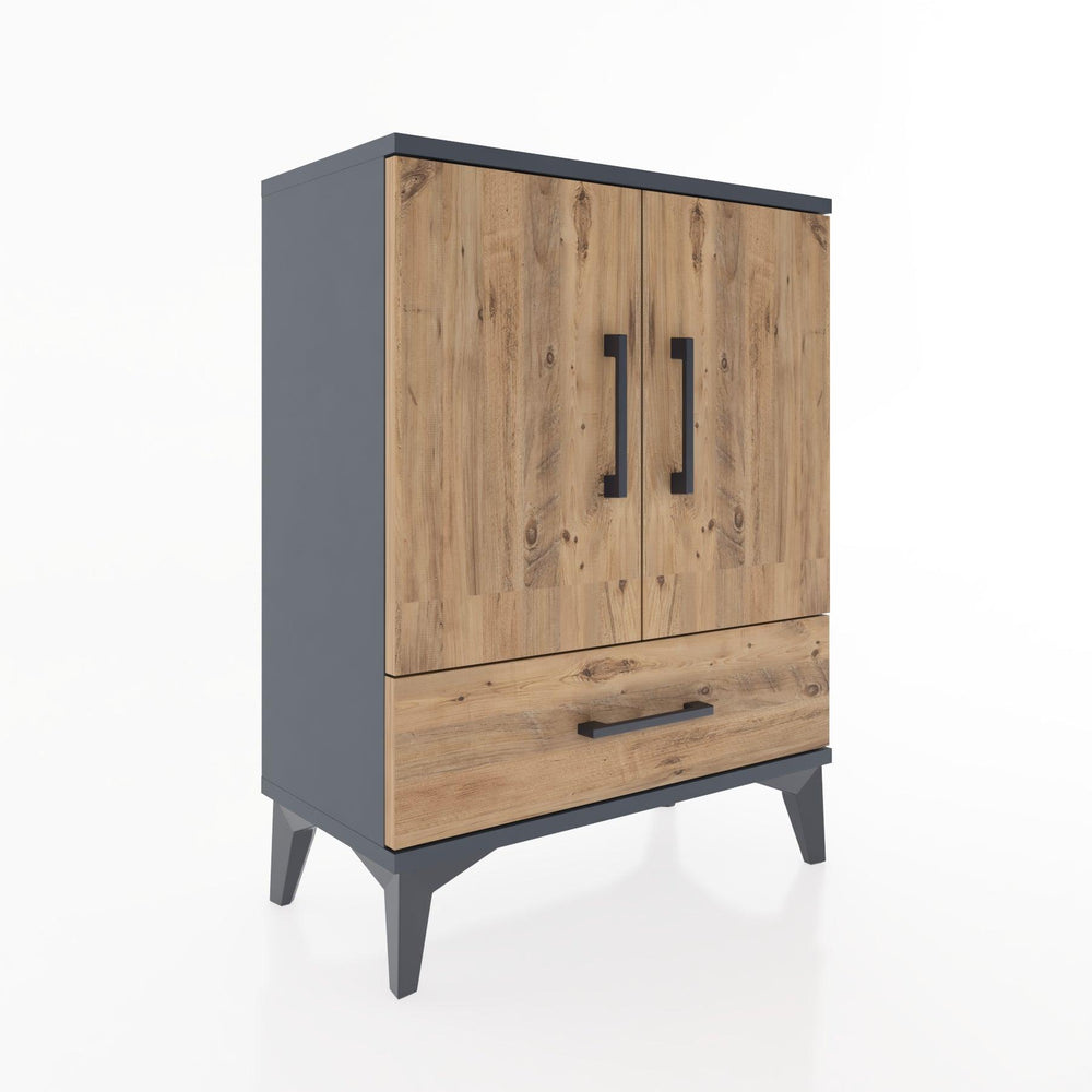 Woodntry Modüler Komodin Antrasit 60x30x68 cm Kapaklı ve Çekmeceli KC20-2