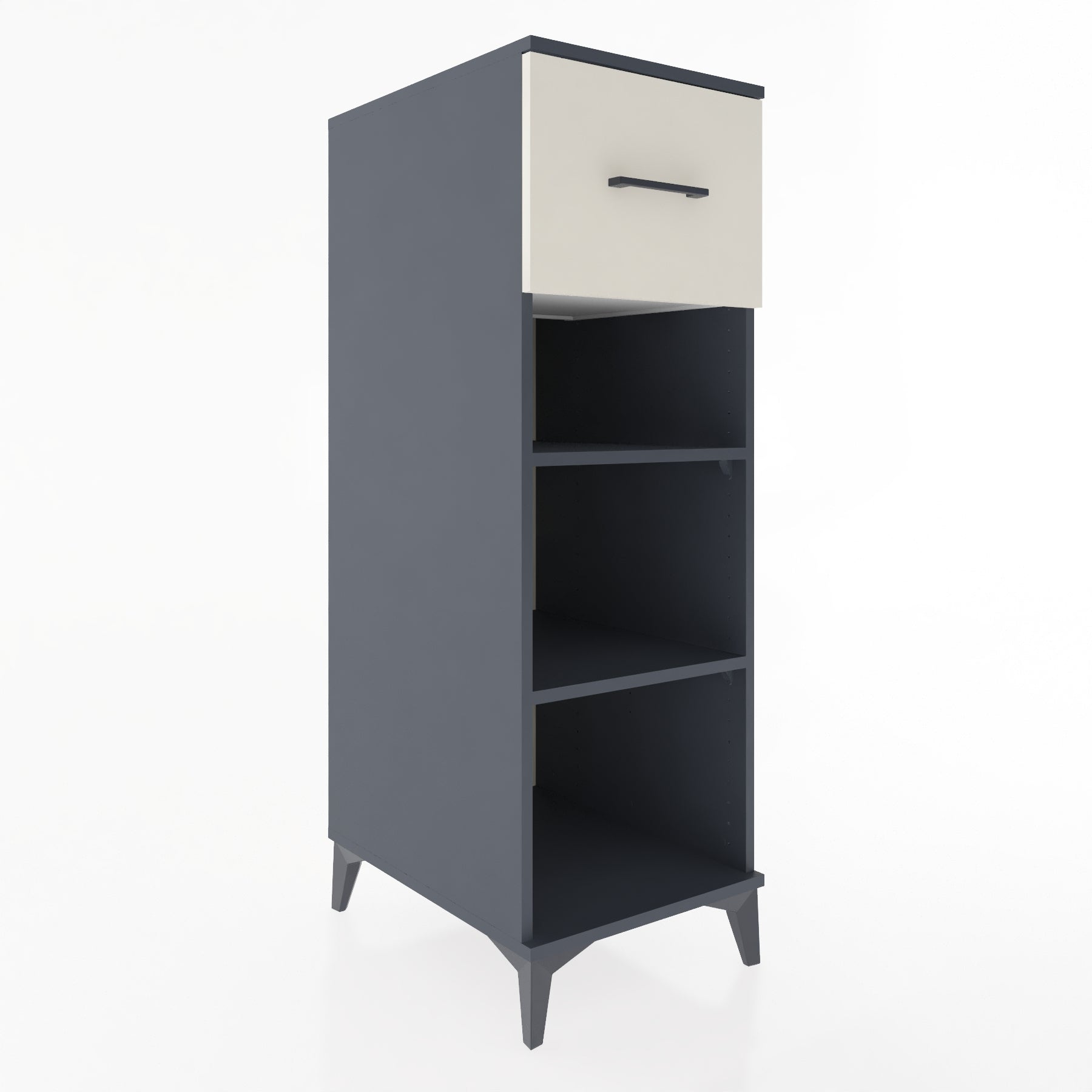 Woodntry Modüler Dolap Antrasit 44x59x122 cm Çekmeceli ve Raflı CR70-2