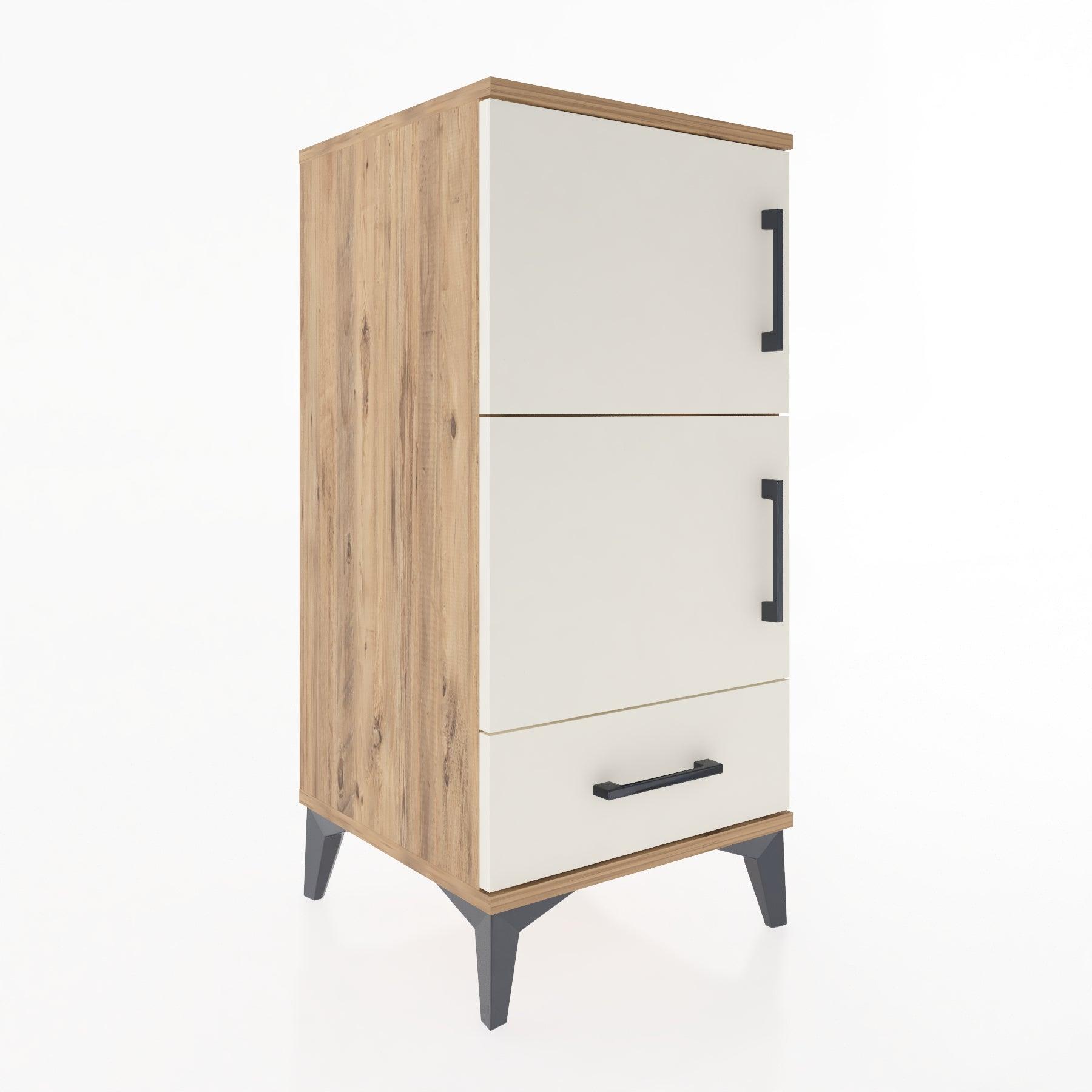 Woodntry Modular Nightstand Pine 44x44x84 cm with Cover and Drawer KC42-3