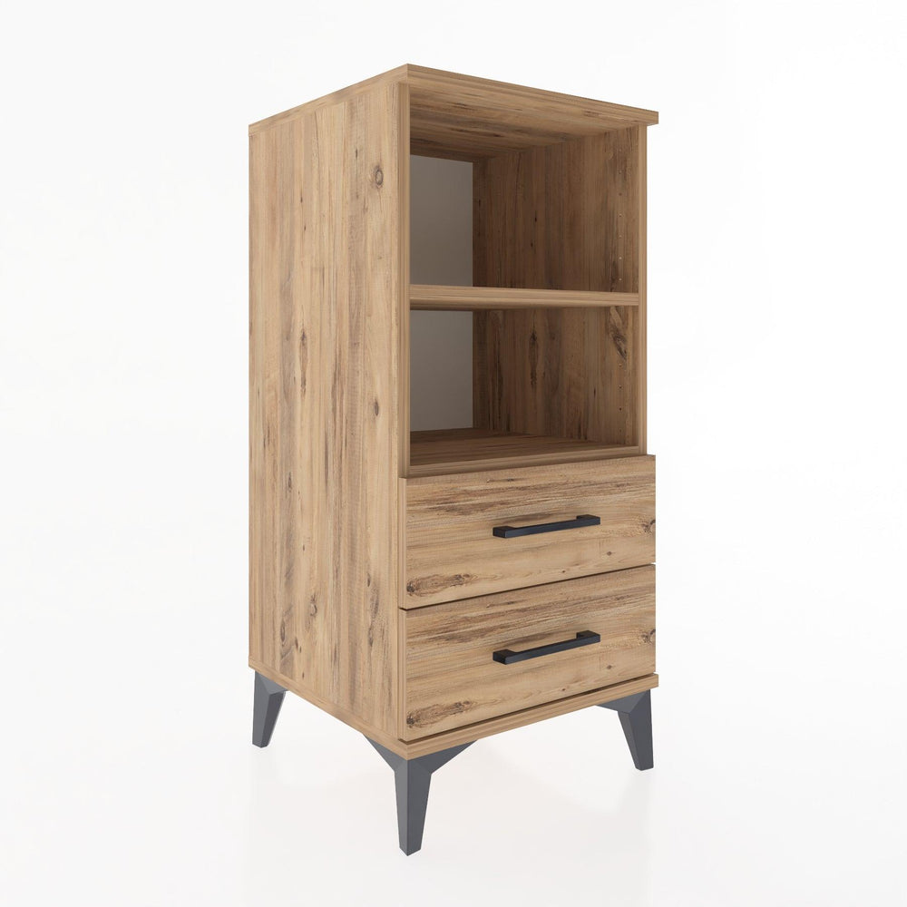 Woodntry Modular Nightstand Pine 44x44x84 cm with Drawers and Shelves CR20-3