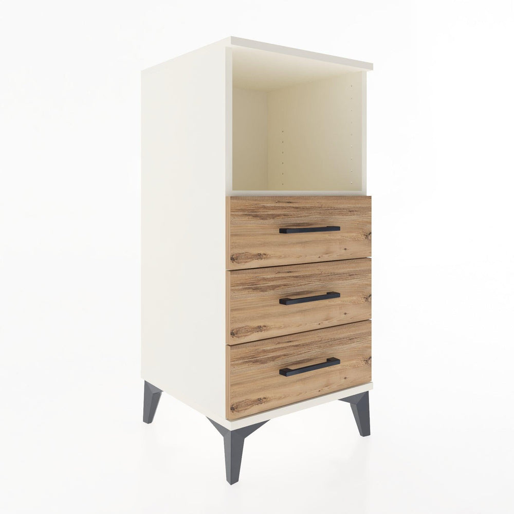 Woodntry Modular Nightstand Moonstone 44x44x84 cm with Drawer and Shelf CR21-1