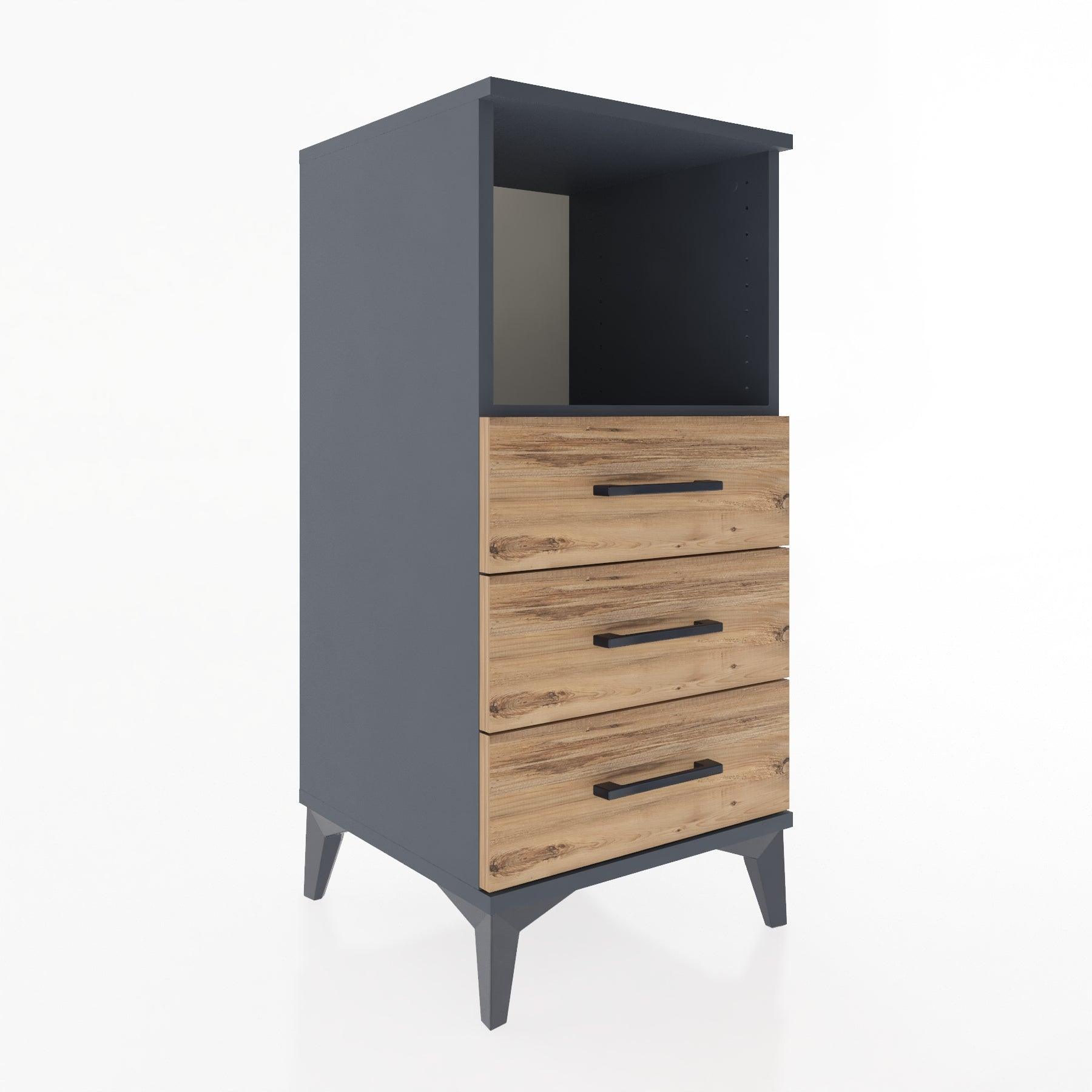 Woodntry Modular Nightstand Anthracite 44x44x84 cm with Drawers and Shelves CR21-2