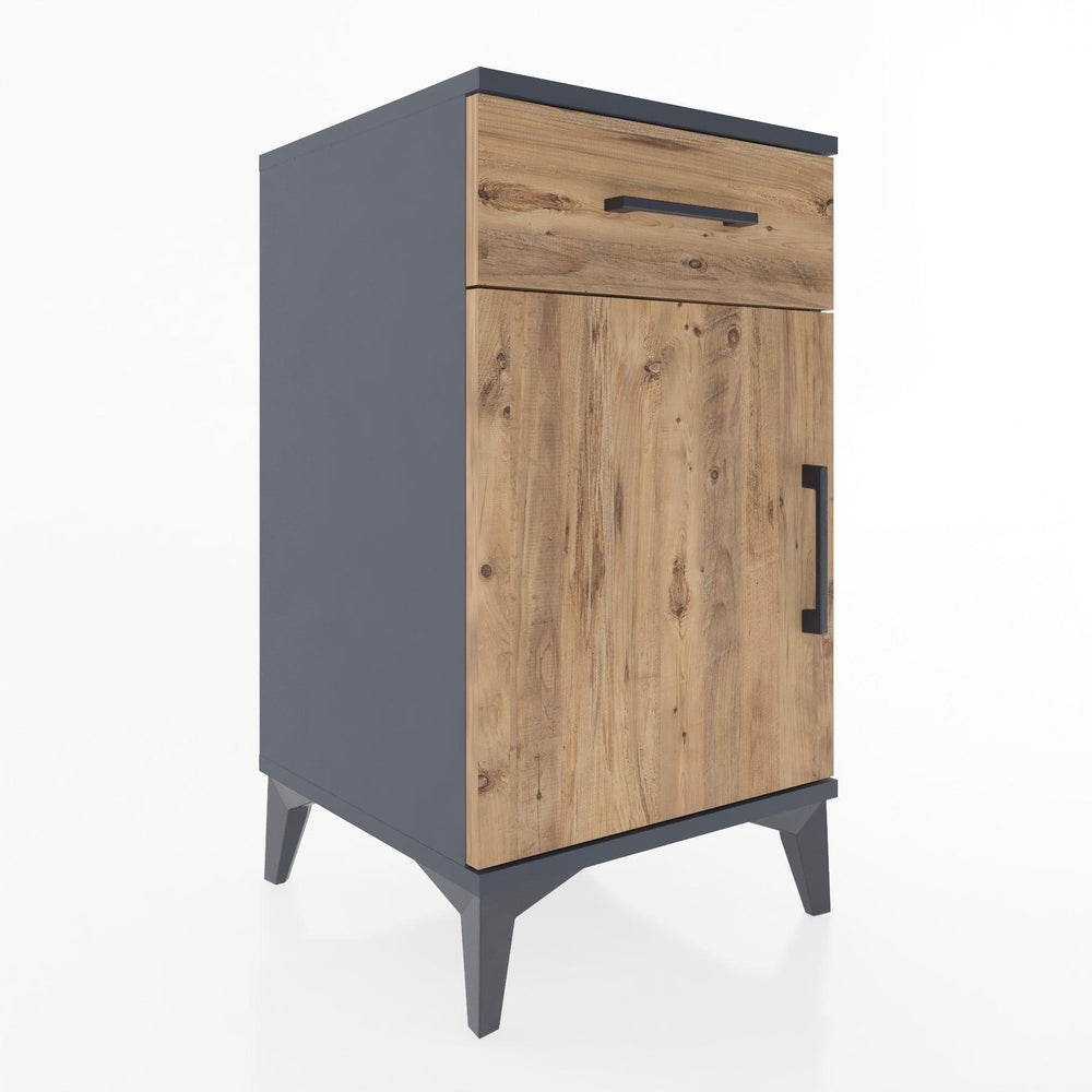 Woodntry Modular Nightstand Anthracite 44x44x68 cm with Cover and Drawer KC21-2