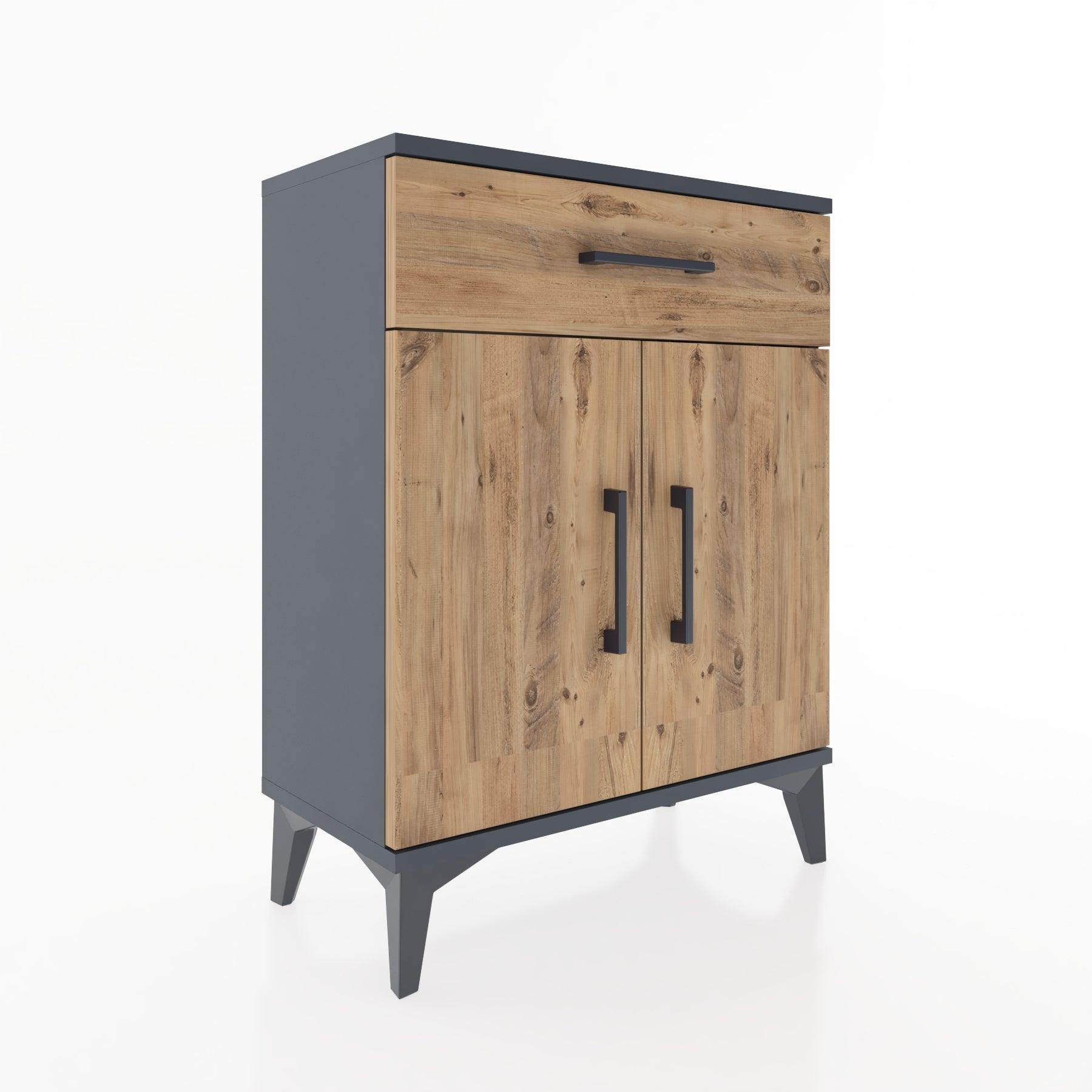 Woodntry Modular Nightstand Anthracite 60x30x68 cm with Cover and Drawer KC21-2