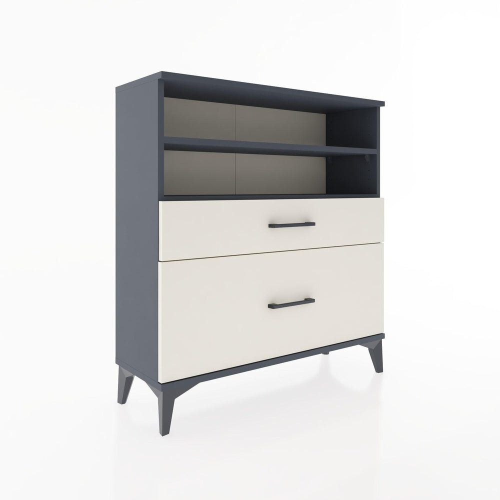 Woodntry Modüler Şifonyer Antrasit 88x30x84 cm Çekmeceli ve Raflı CR21-2