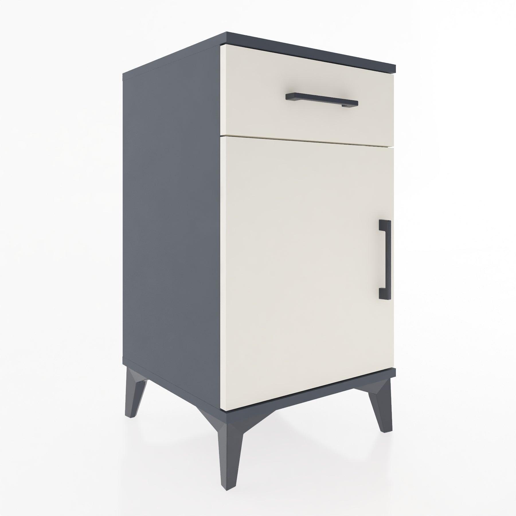 Woodntry Modular Nightstand Anthracite 44x44x68 cm with Cover and Drawer KC21-2