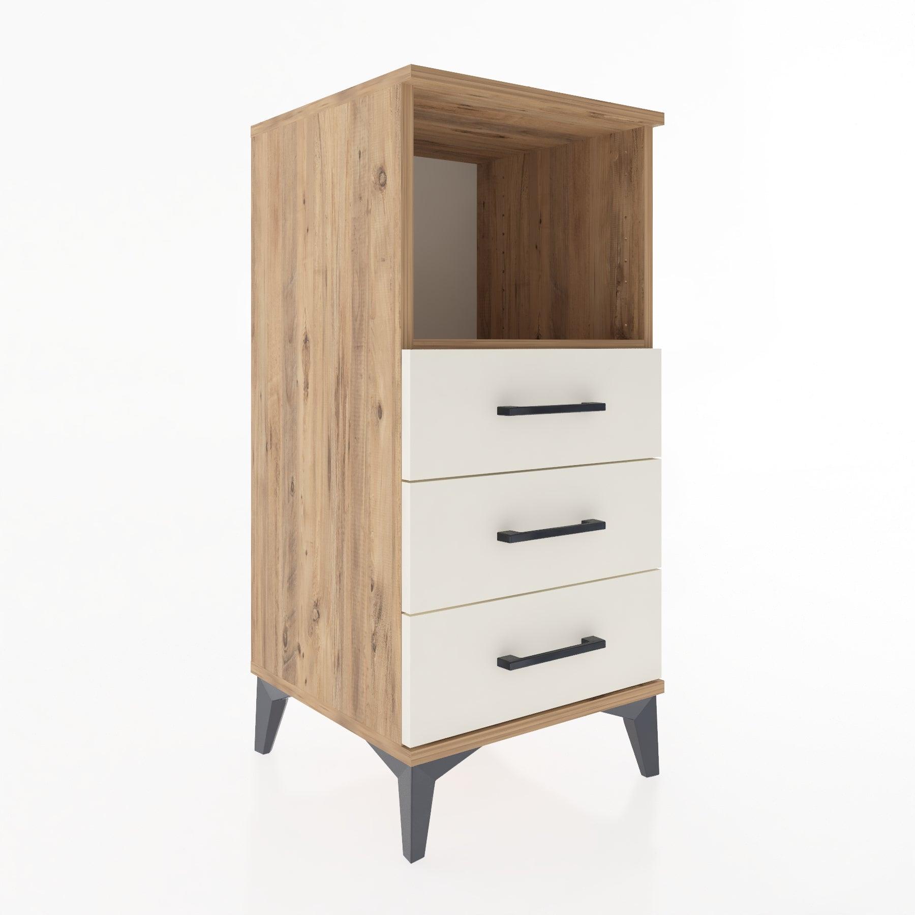 Woodntry Modular Nightstand Pine 44x44x84 cm with Drawers and Shelves CR21-3