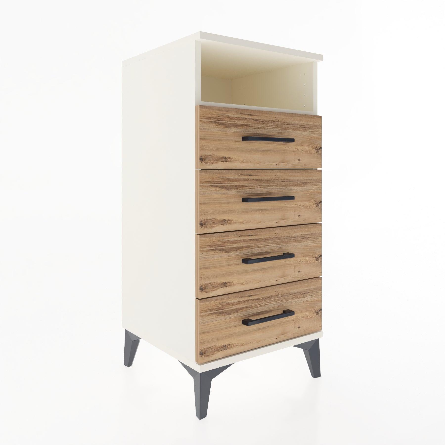 Woodntry Modular Nightstand Moonstone 44x44x84 cm with Drawer and Shelf CR22-1