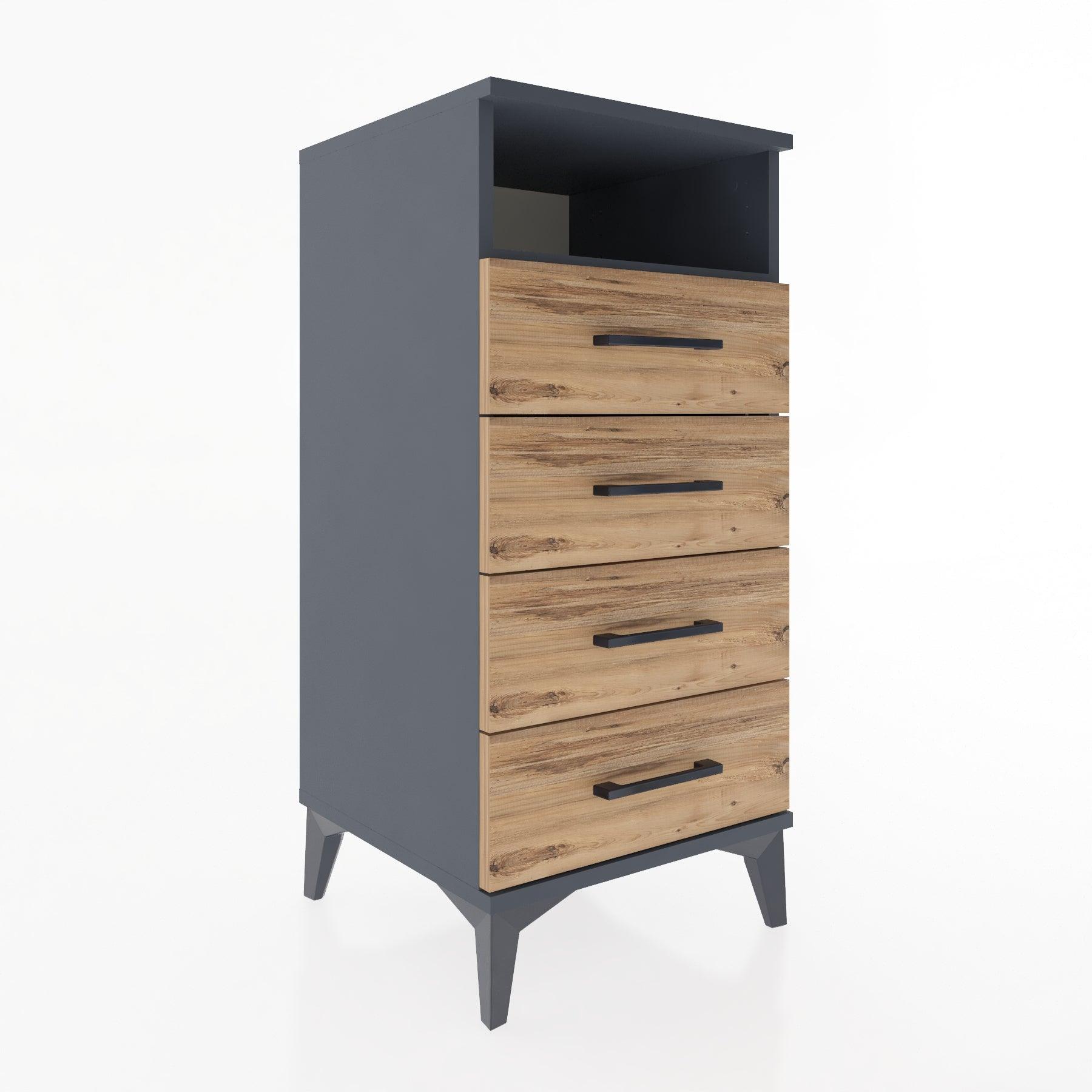 Woodntry Modular Nightstand Anthracite 44x44x84 cm with Drawers and Shelves CR22-2