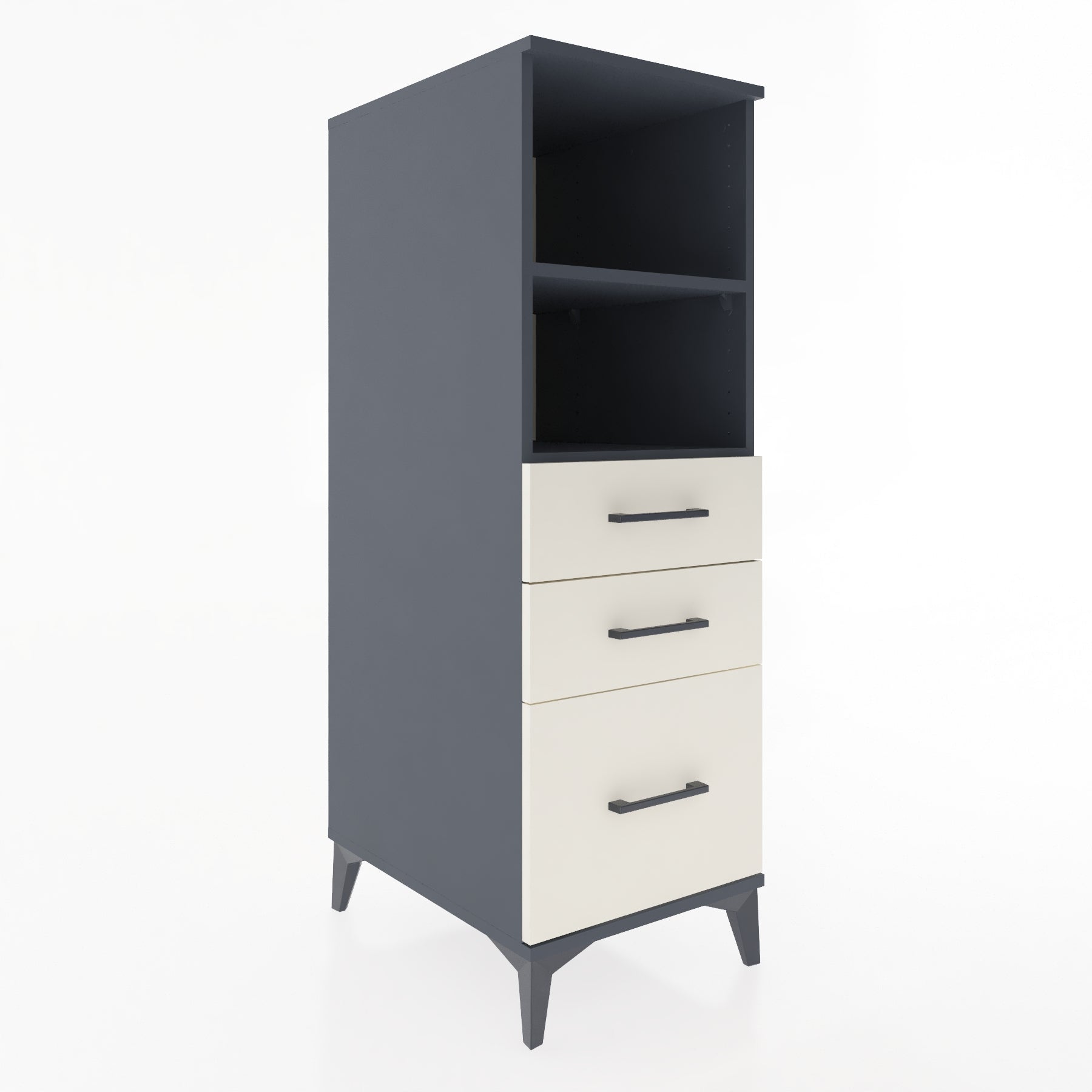 Woodntry Modüler Dolap Antrasit 44x59x122 cm Çekmeceli ve Raflı CR72-2