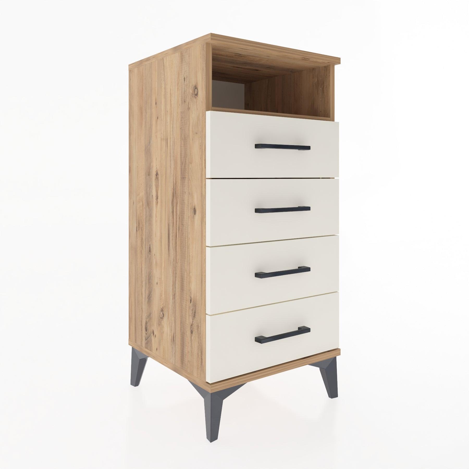 Woodntry Modular Nightstand Pine 44x44x84 cm with Drawers and Shelves CR22-3