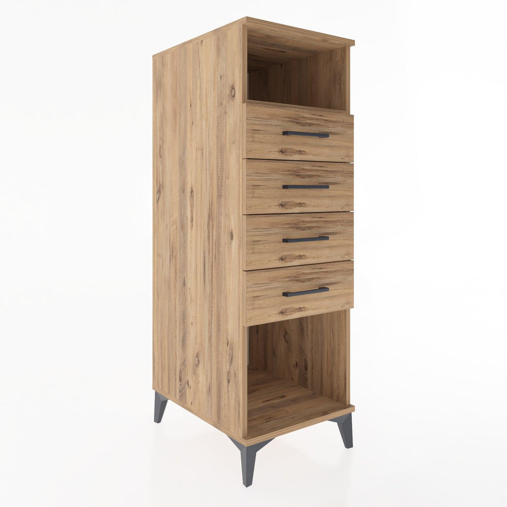 Woodntry Modüler Dolap Çam 44x30x122 cm Çekmeceli ve Raflı CR122-3