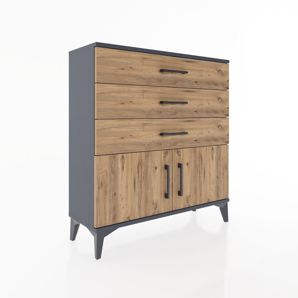 Woodntry Modüler Şifonyer Antrasit 88x30x84 cm Kapaklı ve Çekmeceli KC23-2