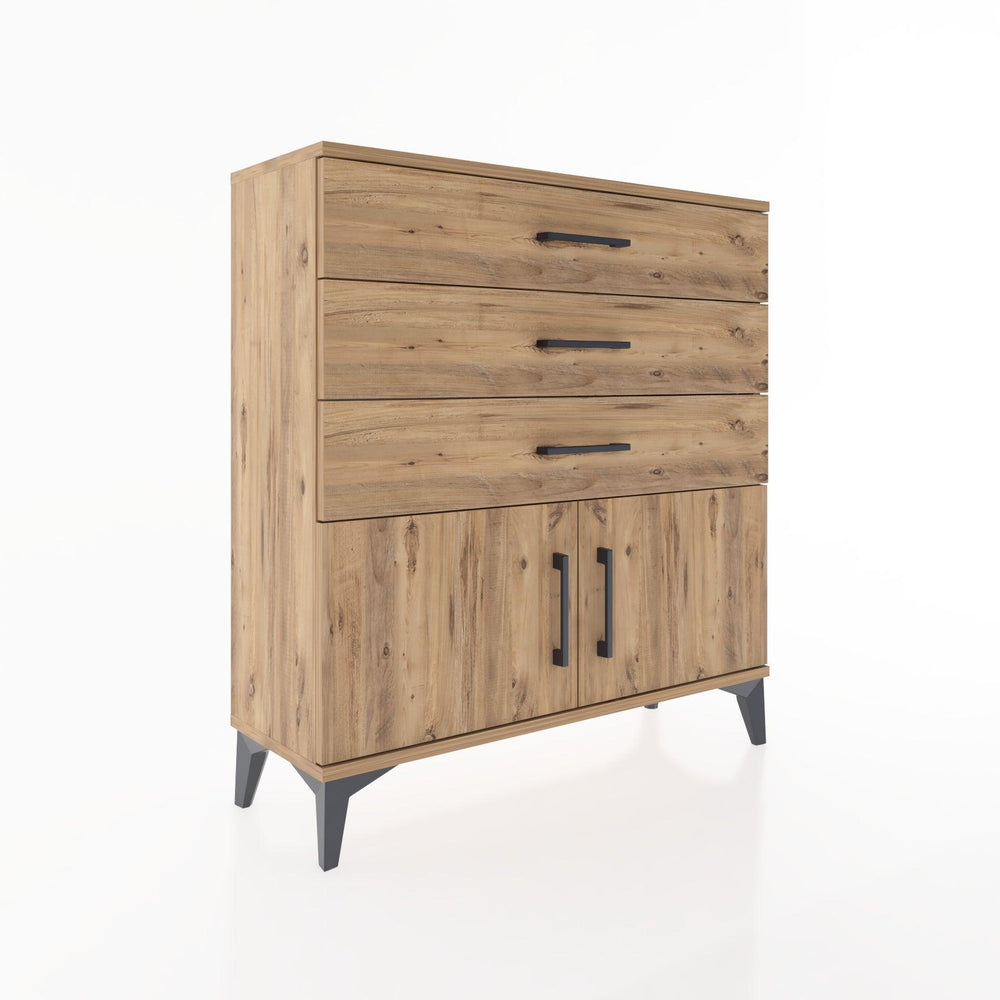 Woodntry Modüler Şifonyer Çam 88x30x84 cm Kapaklı ve Çekmeceli KC23-3