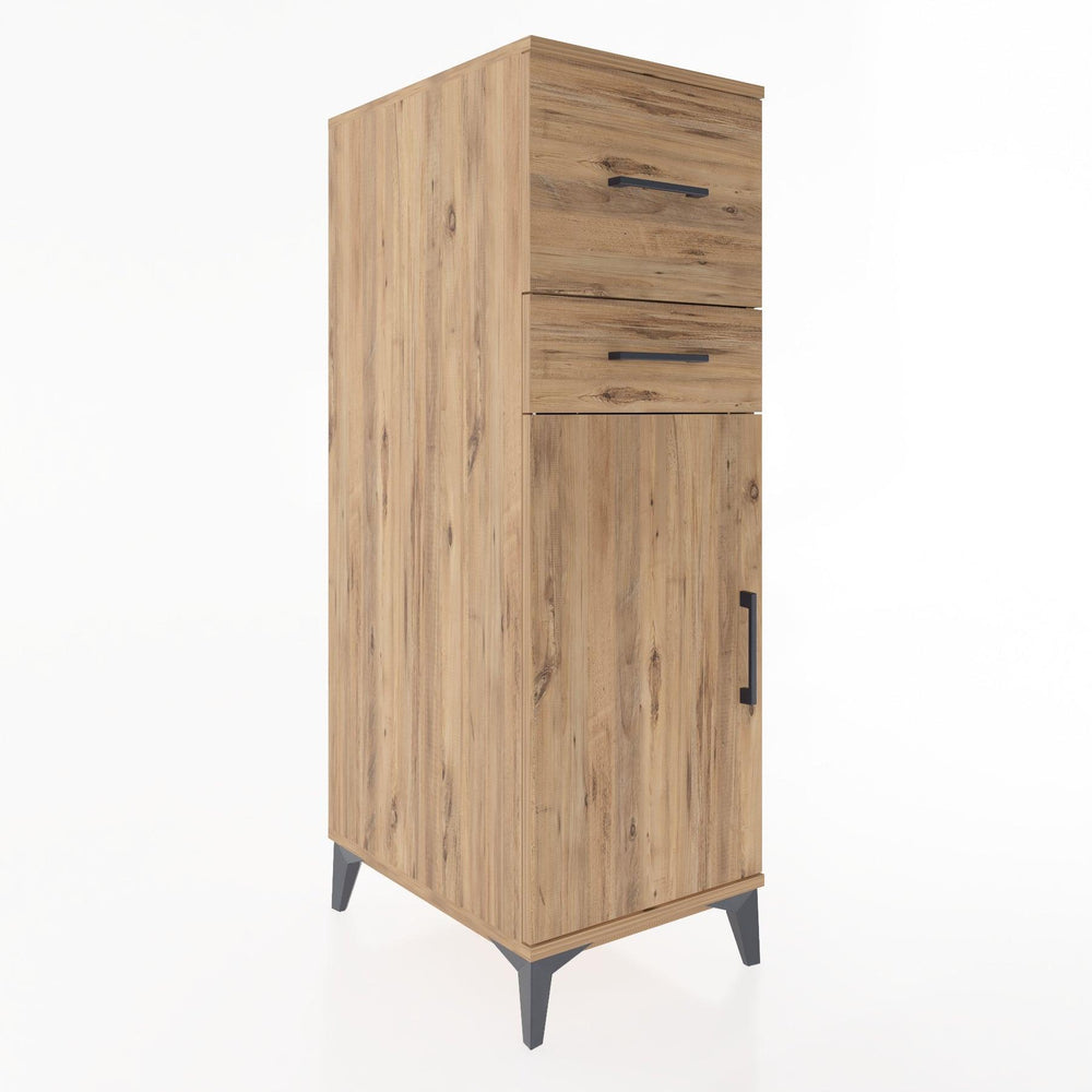 Woodntry Modüler Dolap Çam 44x30x122 cm Kapaklı ve Çekmeceli KC123-3