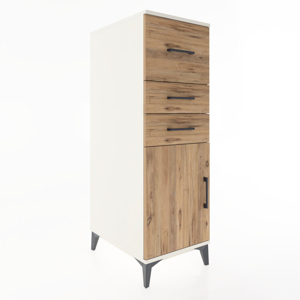 Woodntry Modüler Dolap Aytaşı 44x59x122 cm Kapaklı ve Çekmeceli KC24-1