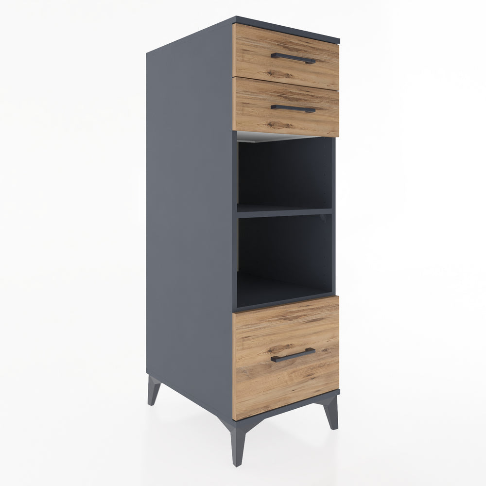 Woodntry Modular Cabinet Anthracite 44x59x122 cm with Drawers and Shelves CR74-2