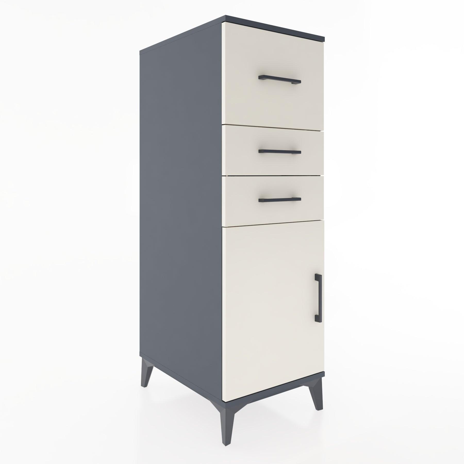 Woodntry Modular Cabinet Anthracite 44x30x122 cm with Doors and Drawers KC24-2